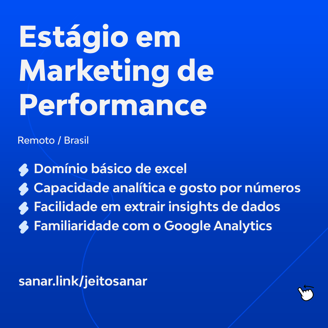 sanartech's tweet photo. - Estágio em Marketing de Performance
- Estágio em Business Analytics

Inscreva-se na nossa página de carreiras:
https://t.co/qDELHxkzFE https://t.co/EB5CugfEpU