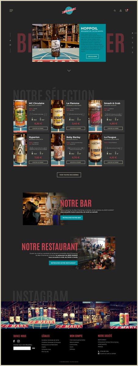 DimitryGiffard's tweet photo. Création graphique du site de e-commerce du Bier Market. Le Bier Market est un bar à bières situé à Nantes, celui-ci propose des bières artisanales belges et du monde.

https://t.co/DAvKmmKd4W

#webdesign #ecommerce #graphisme https://t.co/r5QXHkXYjg