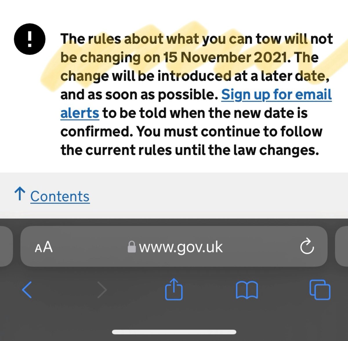 🤯 Towing laws will NOT change on the 15 November! 😱😱

In a very late in the day u-turn, the .GOV website was updated yesterday (11th) to say that the relaxation of the #TowingRules would NOT be implemented on the 15 November, and instead would be introduced at a later date. 🤨