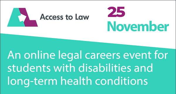 7 brilliant firms are attending Access to Law, an online event for students with disabilities or long-term health conditions interested in law careers.

Apply to join Macfarlanes, RPC, Weil, Pinsent Masons, Reed Smith, CMS and Mayer Brown at 1pm, 25 Nov.
👉bit.ly/accesstolaw21