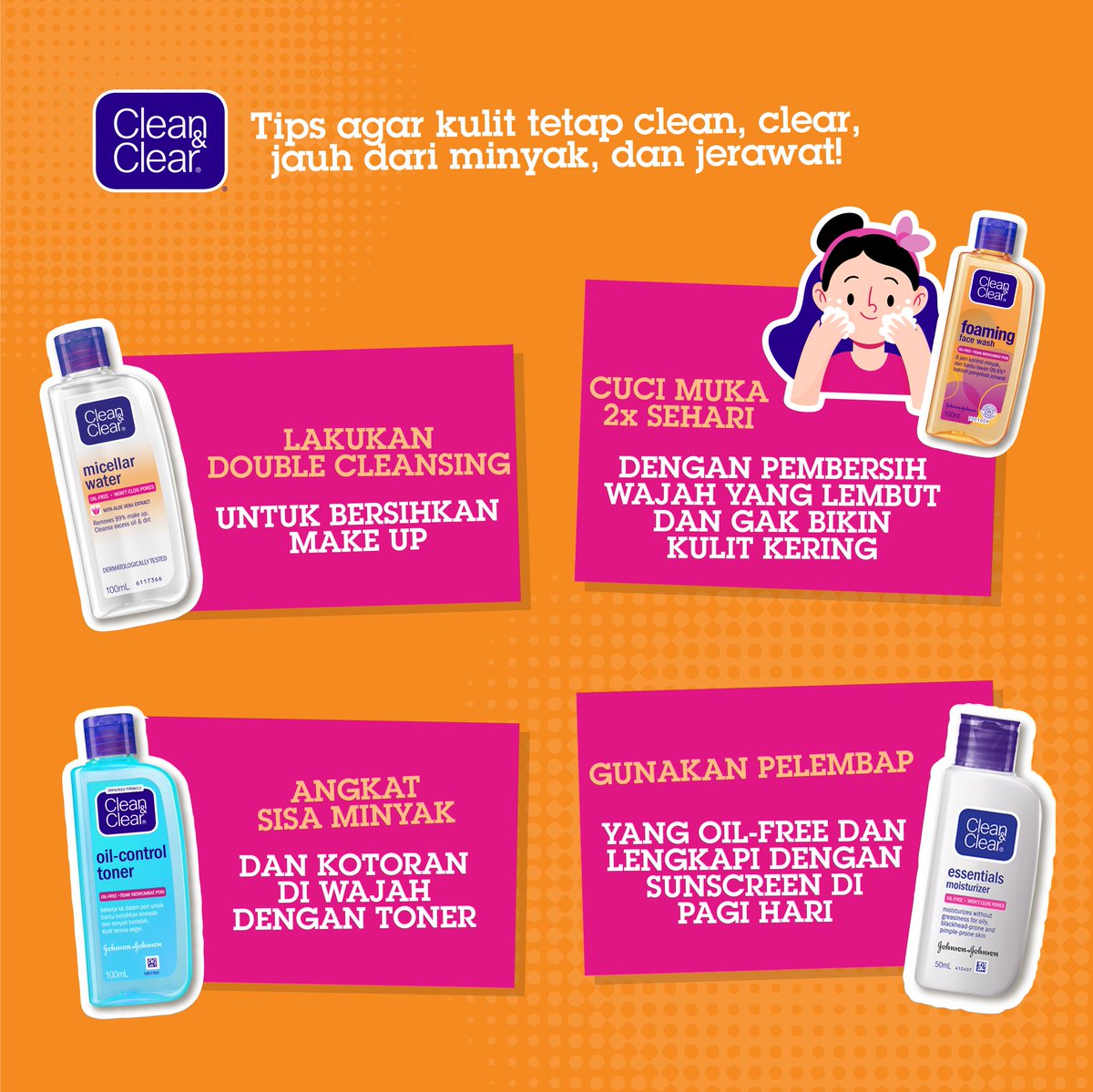 Tahu gak sih kalau perubahan cuaca bikin kondisi kulit juga ikutan berubah?
Simak yuk tips untuk menjaga kulit tetap clean, clear, sehat alami bebas minyak dan jerawat di musim penghujan!

#CleanClearConfident