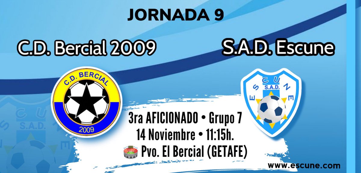Vamossss SAD, a por la victoria 💪🏼…

📅DOMINGO 14 NOV.
⏰11:15h.
🏟Pvo. El Bercial ( GETAFE )
🆚 C.D. El Bercial 2009

#futbol #madrid