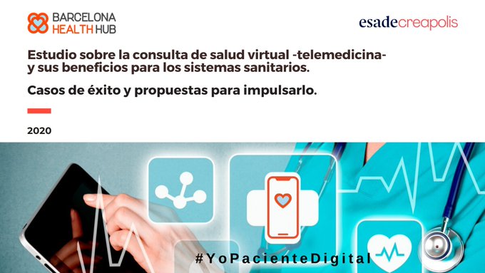 FundacionAZ's tweet photo. Descubre el informe #YoPacienteDigital, un estudio sobre la consulta de salud virtual y sus beneficios para el sistema sanitario. Impulsado por @BCNHealthHub
 y @ESADE este proyecto tiene como objetivo promover la #telemedicina en España https://t.co/n6Nac1UgwV https://t.co/A5YDa1iPhy