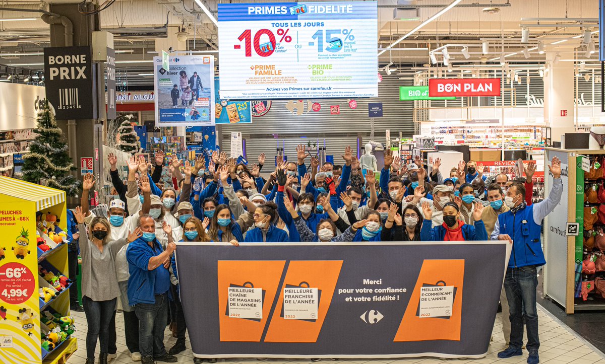 Carrefour élu Meilleure Chaîne de Magasins de l’Année 2022 dans 3 catégories 🥳 #MCM2022 

C'est grâce à vous 🙏

Merci à nos Clients 🖐 Merci à nos Collaborateurs 💪