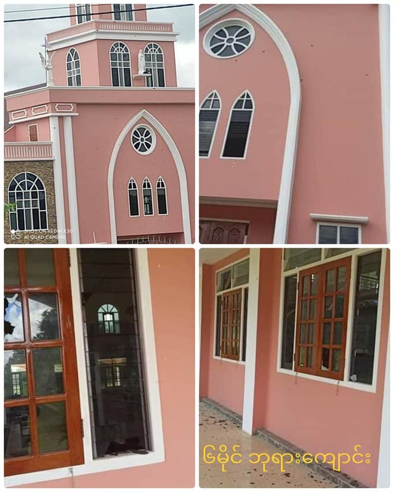 IrrawaddyNews's tweet photo. Seven churches were damaged by junta artillery strikes in Loikaw, Demoso and Hpruso townships in Kayah State and Pekon Township in Shan State between May and November 11, said the Progressive Karenni People’s Force Information Center. (Photo: PKPF Information Center) https://t.co/DWFcumziFd