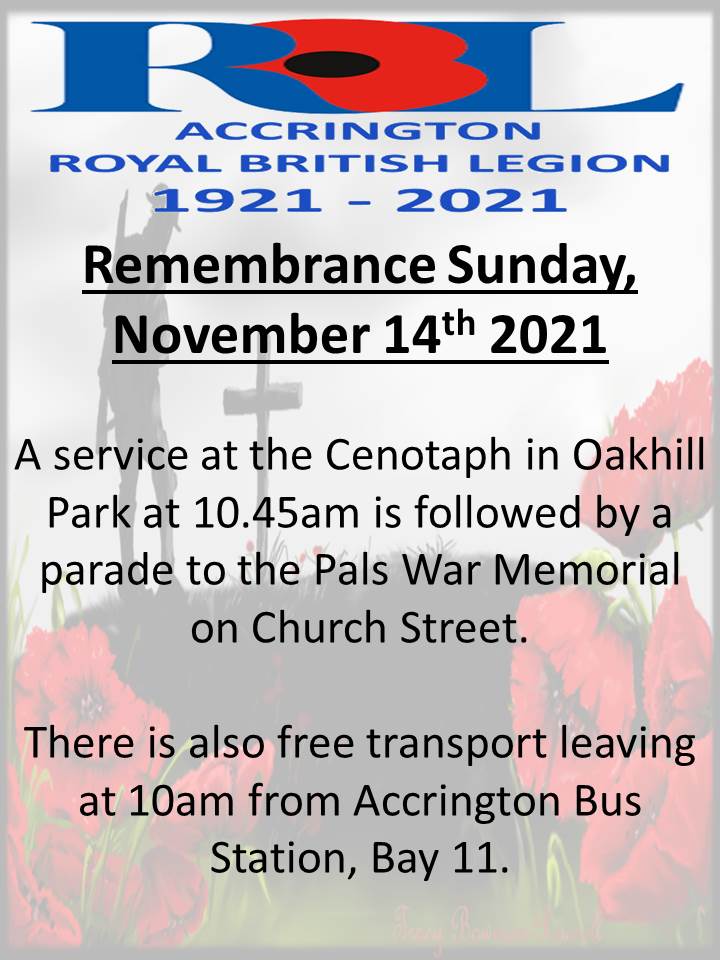 AccringtonRBL's tweet photo. Remembrance Sunday, November 14th 2021 https://t.co/ogsOgrydxa
