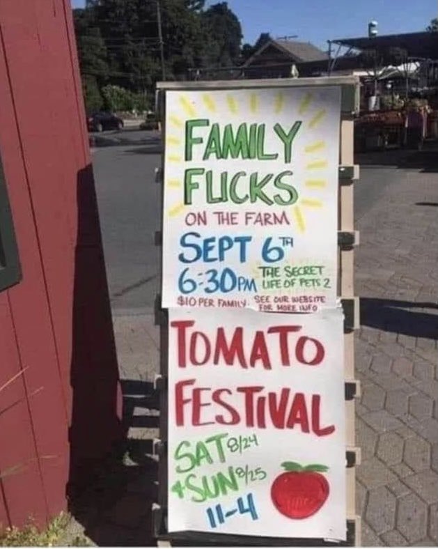 cluedont's tweet image. Think I'll just go to the tomato festival.