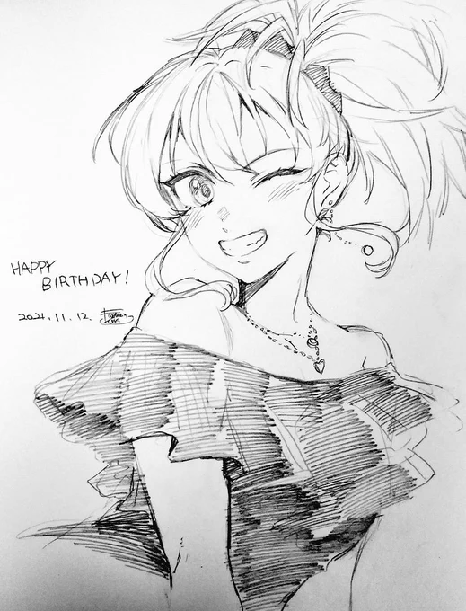 ハピバ美嘉姉!という絵です!🎉🎊🎉 