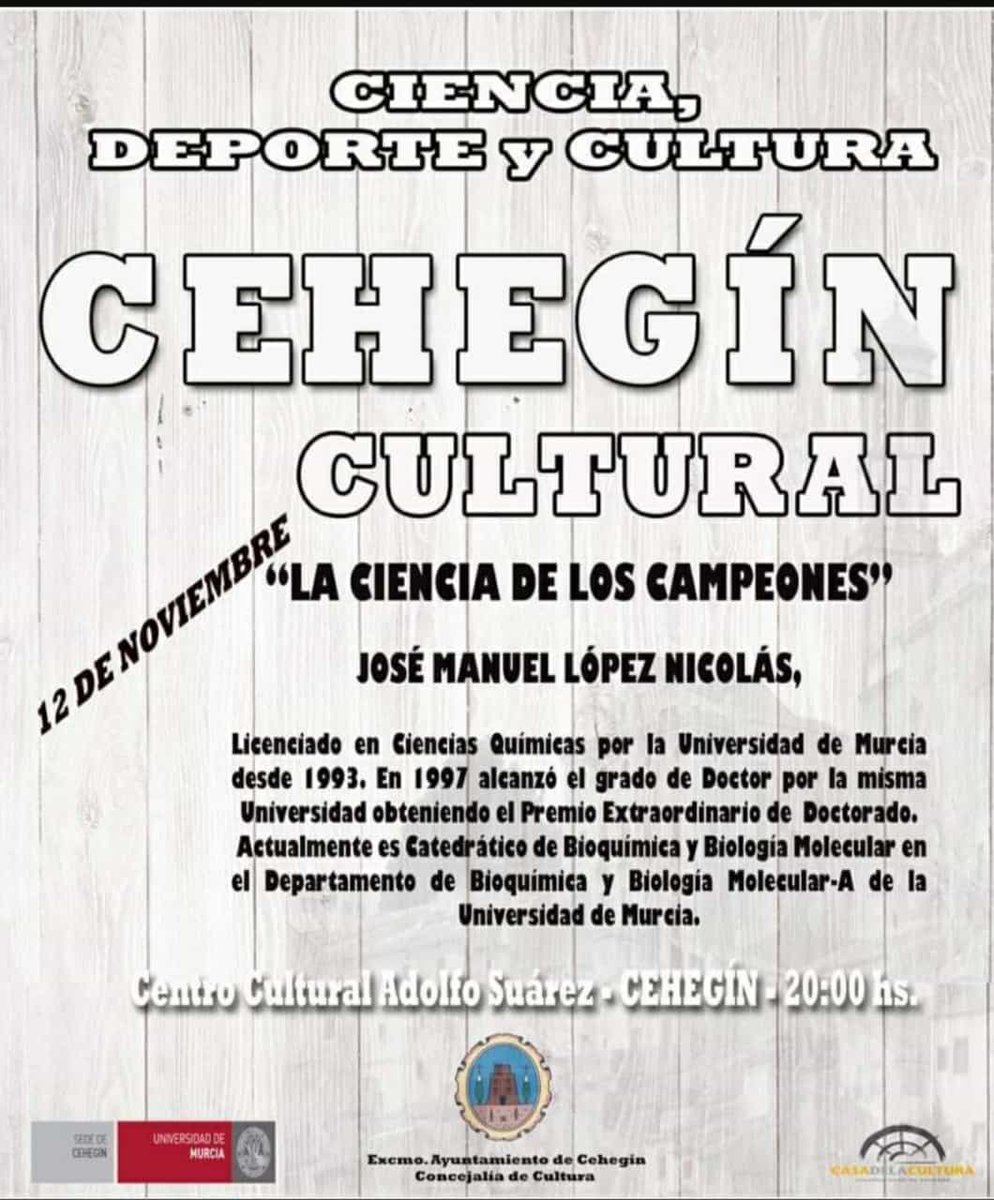 ScientiaJMLN's tweet photo. Despidiéndome de #Zaragoza y volviendo a #Murcia que esta tarde toca hablar de ciencia y deporte en #Cehegin gracias a la sede de la @UMU en esta maravillosa ciudad. Gracias por apoyar la divulgación de la “ciencia de la vida cotidiana”. Nos vemos a las 20.00 h. https://t.co/UcHX2XaVBi