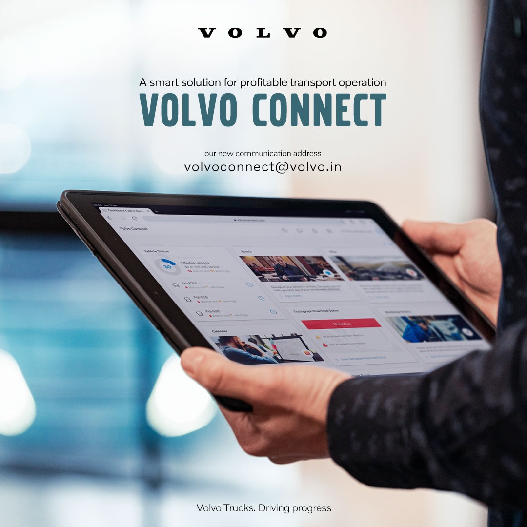 VolvoTrucksIN's tweet photo. Volvo Connect is the new interface for your digital services. One log in, one view. Making things simpler and smoother for a more profitable operation. #VolvoTrucksIndia #DrivingProgress #VolvoConnect https://t.co/Kjk2EOgYwa