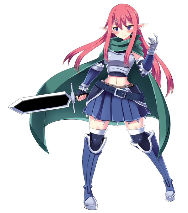 お嬢様系ピンク髪エルフ騎士(弱そう) 