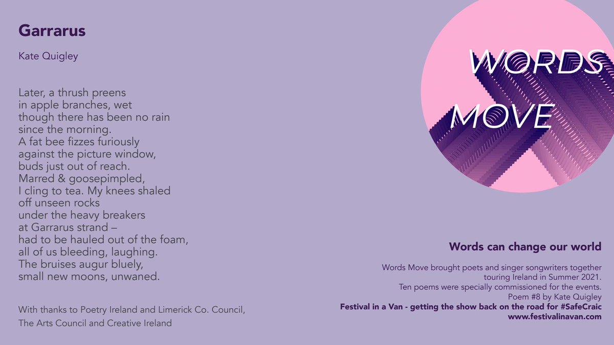 festivalinvan's tweet photo. Kate Quigley jumped aboard #FestivalInaVan for our stop-off in Limerick for our #WordsMove tour this summer. Check out her wonderful poem 'Garrarus' that we commissioned for this tour.
๐๐ป @poetryireland @artscouncil_ie @CreativeIreland #safecraic https://t.co/Y6ypetR9VR