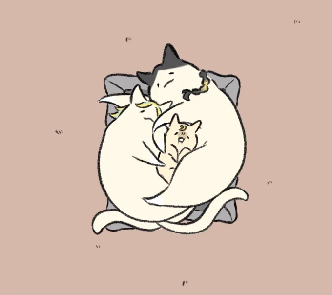 武の猫ベットで添い寝するにゃんこ灰武 