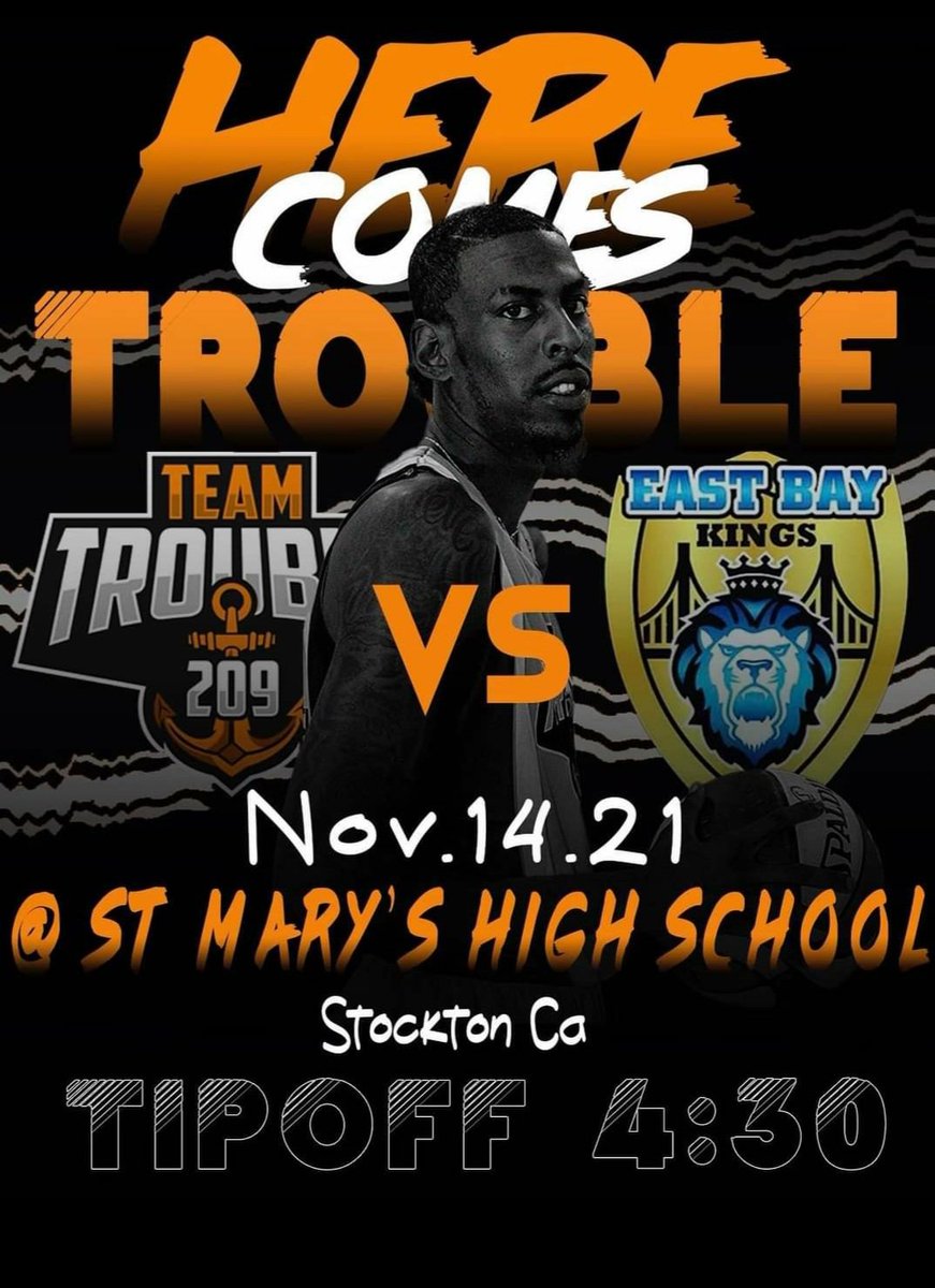 TeamTrouble209's tweet photo. Come on out this Sunday and catch some fast pace basketball with exciting slam dunks!!!
#HereComesTrouble #209ballers #basketball #ABA #Stocktonca #hoops #FreeAdmission #LocalPride https://t.co/kI7kK430us