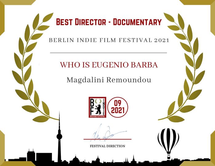 C O N G R A T U LA T I O N S   Magdalene !!!!
BEST DIIRECTOR - DOCUMENTARY
"WHO IS EUGENIO BARBA"
BERLIN INDIE FILM FESTIVAL 2021
#Holstebro #odinteatret #eugeniobarba #nordiskteaterlaboratorium