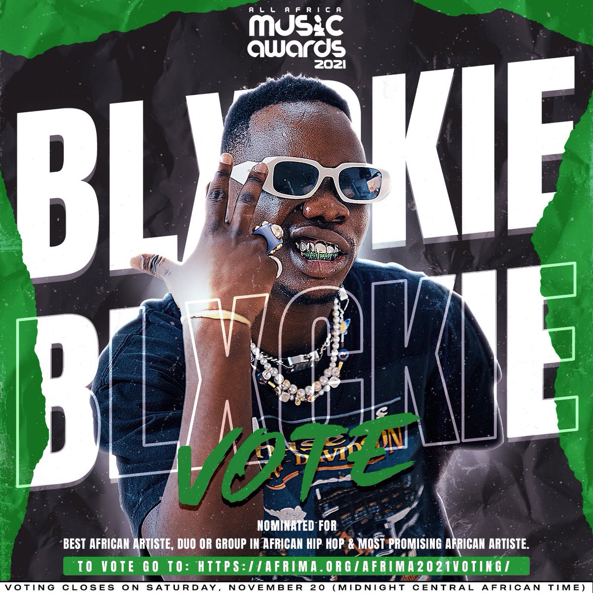 blxckie___'s tweet photo. an afrima nominated bru. 🏆
1. best african artiste, duo or group in african hip hop

2. most promising artiste in africa

dont forget to vote for the somnyama way to bag these here: https://t.co/UKt1OXSyA8 

#AFRIMA2021 https://t.co/rgjx2opagG