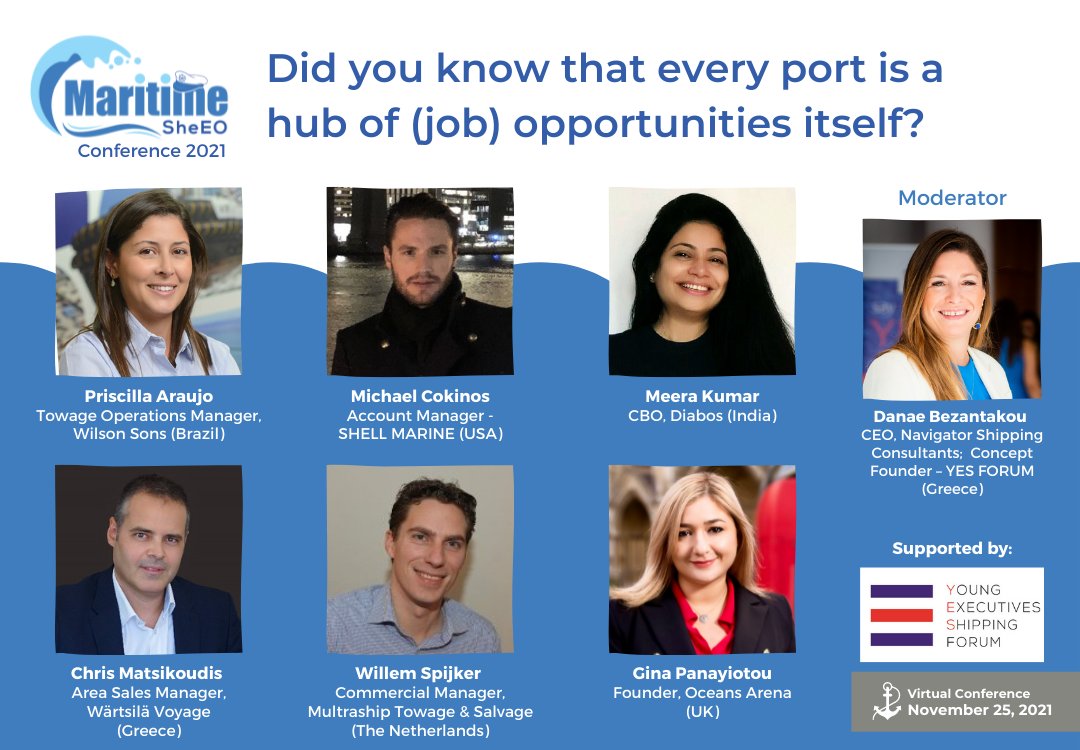 MaritimeSheeo's tweet photo. With so many opportunities in the port sector, whom do you ask for advice? Meet Danae Bezantakou (Concept Founder – YES FORUM) who has put together a wonderful panel to give you valuable insights. 

⚓ Register for the event: https://t.co/qQPxwtuHuz

#MaritimeSheEO2021 https://t.co/meS5lPx4Vl
