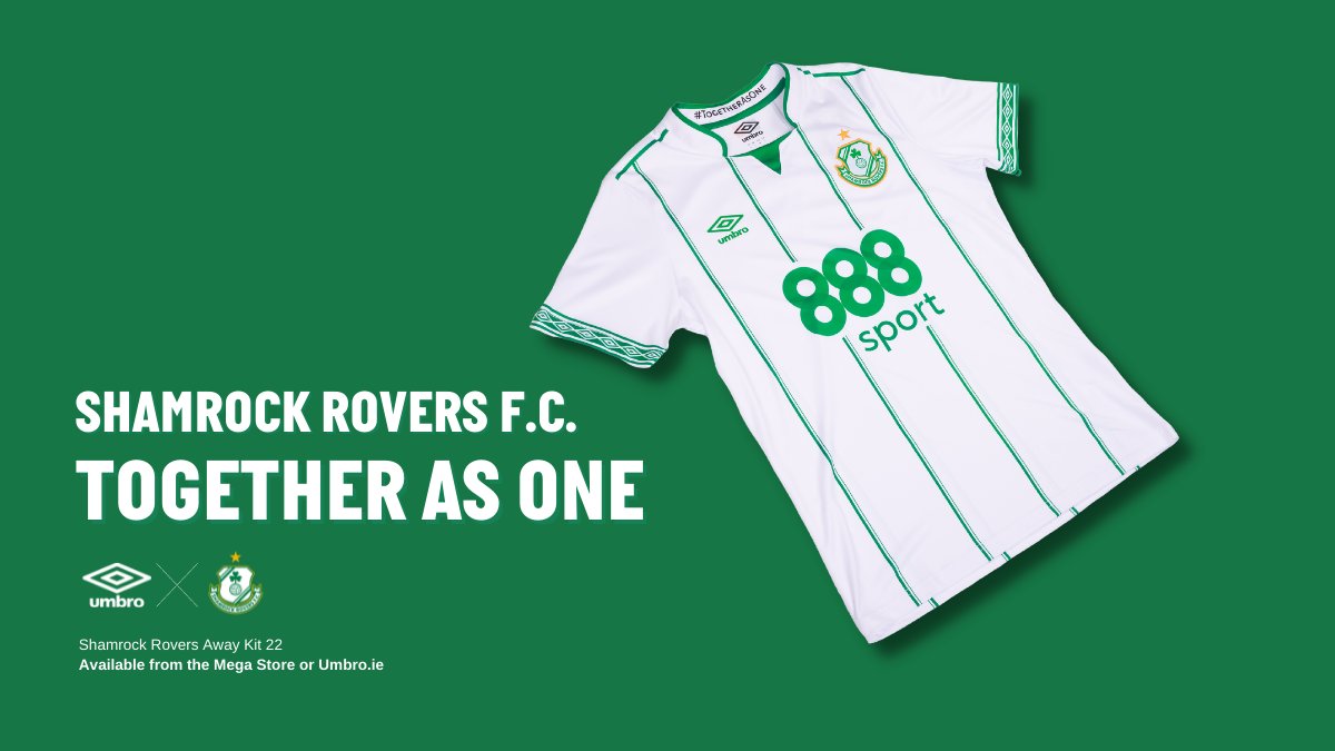 ShamrockRovers's tweet photo. 👕 | Presenting the @ShamrockRovers 22 Away Kit ⚪️ 🟢

🛍️ 𝐀𝐯𝐚𝐢𝐥𝐚𝐛𝐥𝐞 𝐧𝐨𝐰 at the Club Megastore from 12pm - 4pm today and 12pm - 4pm tomorrow ☘️

🛒 Also available on https://t.co/2EN4SlOIrK 

#RoversAway | #WeAreRovers | #TogetherAsOne | #UmbroIreland | @UmbroIreland https://t.co/OJmFLVe8EK