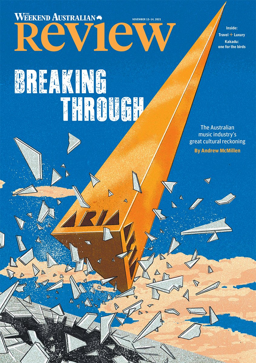 Tomorrow in Review, I write about the Australian music industry's great cultural reckoning. Pick up the paper or read online now (~13min read): theaustralian.com.au/arts/review/au… Cover illustration by Tom Jellett. <a href="/australian/">The Australian</a> #ARIAs