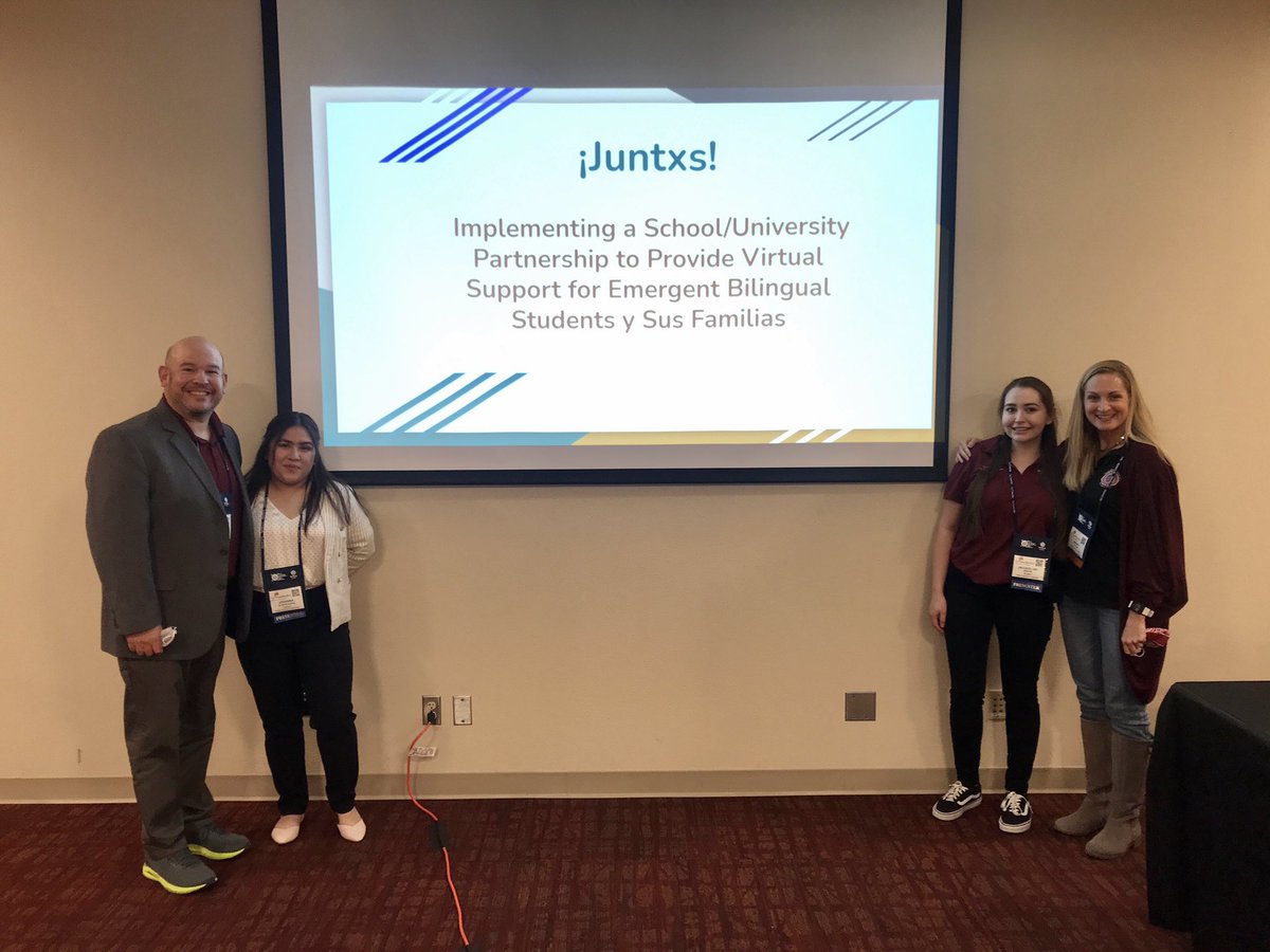 DrMandyStewart's tweet photo. Team Juntxs at #LaCosecha2021 sharing the UNT/DISD/TWU collaboration that brought about the Bilingual Homework Hotline to support bilingual students and families. https://t.co/dYp3iYVHN0