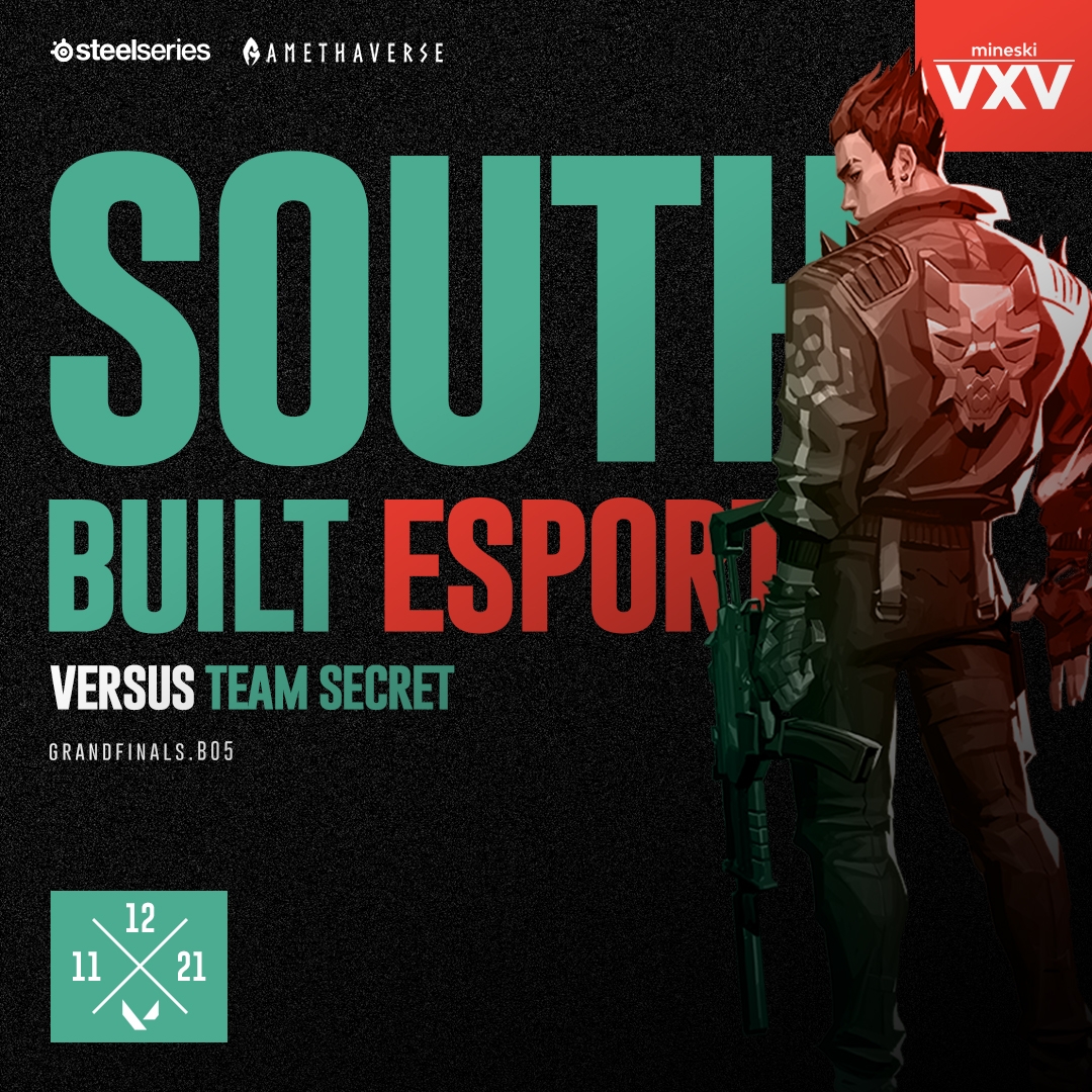 SouthBuilt's tweet photo. Armed and ready for our Grand Finals match with @teamsecret later at 3PM for the 2021 Mineski VxV: Invitational Playoffs!
Win or lose, we can assure you, it will be a bloodbath ๐ฅ๐ฅ๐ฅ
#BuiltDifferent #ForGlory #Amethaverse https://t.co/SgSgteYSyR