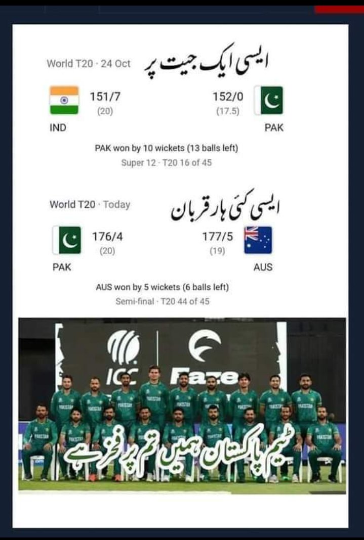 mzdhareja's tweet photo. @TheRealPCB 
@babarazam258 
ہمارا فائنل تو انڈیا کا میچ تھا جو ہم جیت گئے
Pakistan Cricket Team  💖💖 https://t.co/QZzNo9M3VC