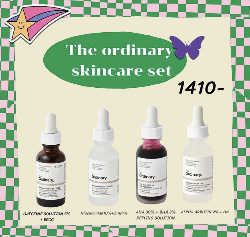 The ordinary skincare set  1,410💕 #reforself
•Niacinamide 10%+Zinc 1% 
•AlphaArbutin 2% + HA 
•AHA 30% + BHA 2% Peeling solution 
•Caffeine Solution 5%+ EGCG 
💌สั่งสินค้าทางDM
#theordinary #theordinarythailand #howtoperfact #howtobeauty  #howtoperfactสิว #skincare