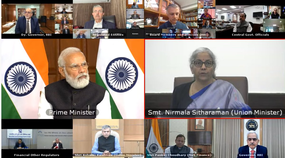 EconomicTimes's tweet photo. @RBI FM Sitharaman appreciates the role played by #RBI in taking people centric sensitive decisions during the pandemic in her address at virtual launch program of @RBI’s #RetailDirect and #RBIOmbudsman schemes by PM #Modi https://t.co/3kq7jdXDGR