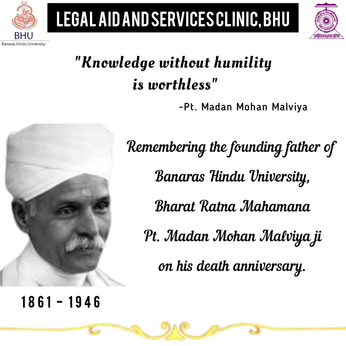 bhulasc's tweet photo. "If you admit internal purity of the human soul,
you or your religion can never get impure or defiled in any way by touch or association with any man"
#PanditMadanMohanMalaviya #education #banarashinduuniversity #varanasi
@bhupro @VCofficeBHU @NALSALegalAid @DoJ_India @dsw_bhu https://t.co/hAFWlolWrE