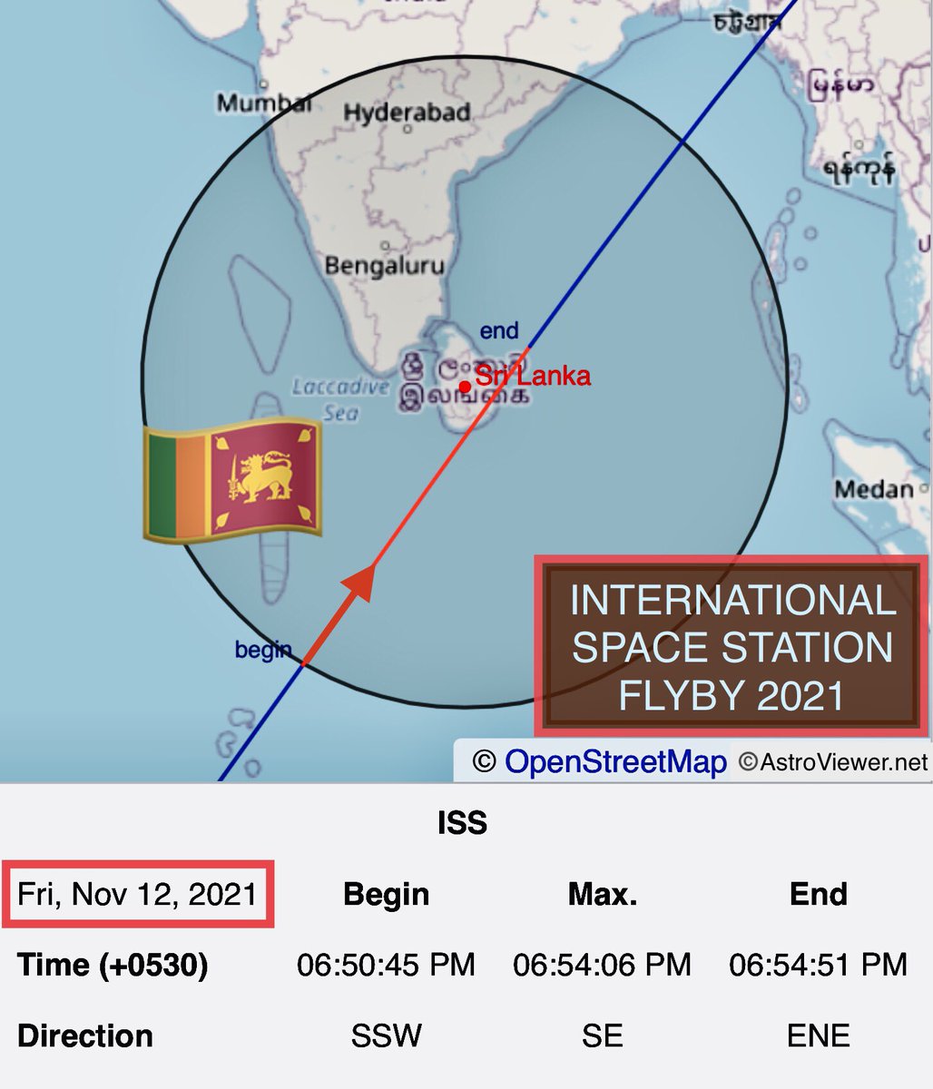 IgnazioMagnani's tweet photo. 🇱🇰 Hello Sri Lanka!
The International Space Station will be visible today to the naked eye (if clouds allow) everywhere at 6:53 pm

 📲set your alarm
 📲share best photo
 
Today in Space https://t.co/fI01cZcyfB https://t.co/5CU61rB9aD