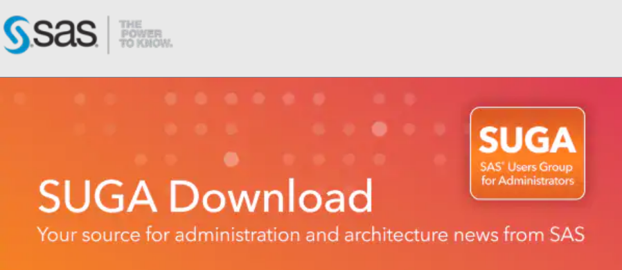 metacoda's tweet photo. Get the latest @SASsoftware news for admins &amp; architects in the #SUGA Download newsletter from @SSessoms. Lots of resources &amp; webinars. Pls do a short, 3-question survey. 
#SASadmin #SASviya #SASusers #SAScommunity #learnSAS #kubernetes #cloud #analytics
https://t.co/chV6E2npaA https://t.co/bVY5q72UOf