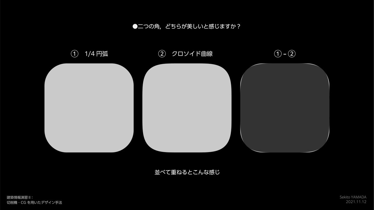 sekito_yamada's tweet photo. 今日建築系の大学二年生にやった曲率についての講座，反応激薄だった．全員「え～～～！！！」って叫べよな https://t.co/1fVbB9S2En