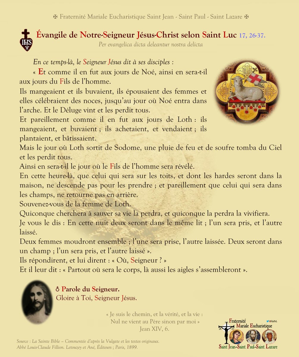 IRFMx's tweet photo. ✞ L’#Évangile du #jour :
« Le #Seigneur #Jésus dit à ses #disciples : “Quiconque #cherchera à #sauver sa #vie, la #perdra ; et #quiconque la perdra, la #vivifiera” ». https://t.co/oXUAp1mfNS