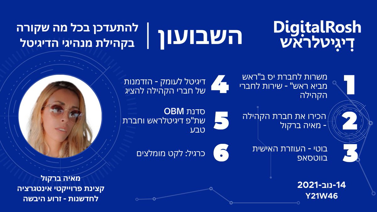 DigitalRoshHome's tweet photo. 👤🗣️כחלק מהשירות שלנו לחברי הקהילה בתחום הקריירה — “ראש מביא ראש” — חברי קהילה יכולים לפרסם משרות בארגון בו הם עובדים ואף לחפש משרה לעצמם.
ניר עקרון, מנהל הקהילה, מזכיר לכל חברי וחברות הקהילה שסדרת הזיקית 🦎 נפתחת ביום שלישי. 
https://t.co/j37Ac9NGGD
#digitalrosh #innovation https://t.co/1uFmBOuDIE