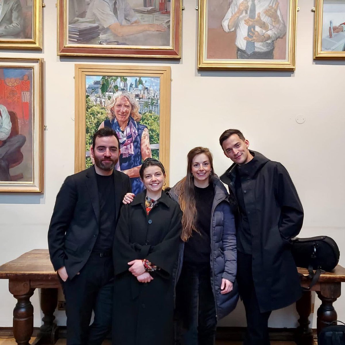 SolemQuartet's tweet photo. Wonderful to be back at @LSEpublicevents yesterday playing Beethoven and Bartok in the beautiful Shaw Library - even more special as it marks Amy’s return after maternity leave! So happy to all be together again! ❤️ #quartet #solemquartet #london #chambermusic #lse https://t.co/frh6lKKYYz