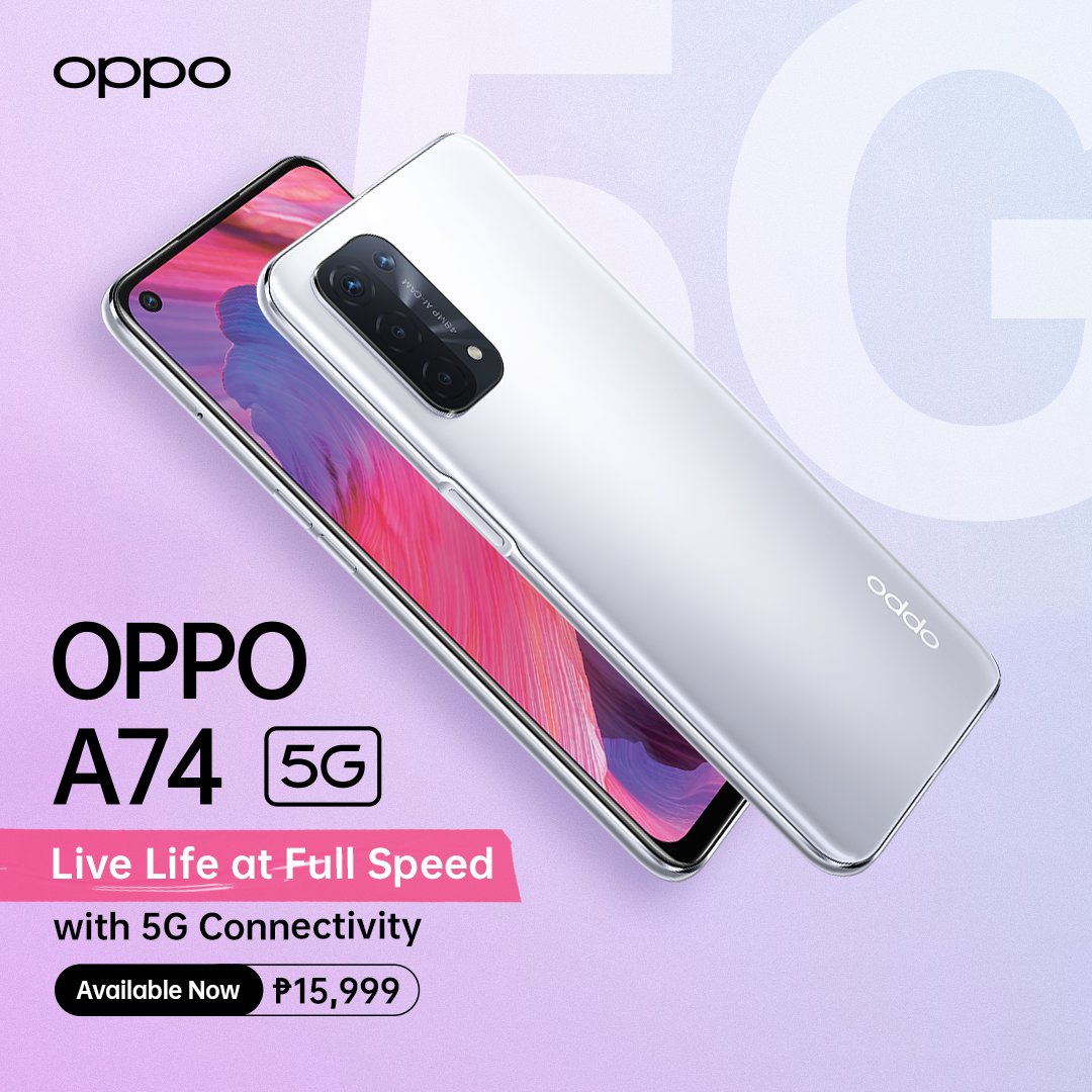 OPPOPhilippines's tweet photo. Everything you need in a smartphone in a stunning design. The #OPPOA74 features AI Scene Enhancement 2.0, 48MP AI Quad Camera, and 18WFast Charge so you can #LiveLifeAtFullSpeed.
Shop now:
Lazada: https://t.co/a8fOWJgDPv
Shopee: https://t.co/9NUknlNb87 https://t.co/H8xloHegdt