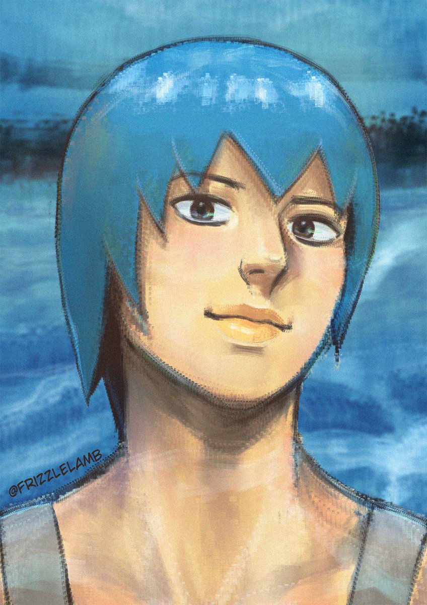 FrizzleLamb's tweet image. Foo Fighters/F.F. portrait except the brush I used is a water bottle 🥴💙💚
#FooFighters #StoneOcean #フー・ファイターズ #ストーンオーシャン
