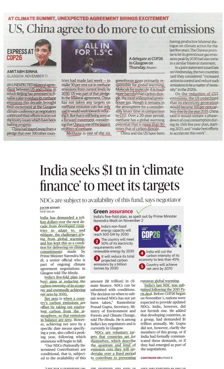 imRavikantYadav's tweet photo. All about (with different views)
#India stand #Panchamrit
 #ClimateCrisis #COP26
#GlobalWarming #ParisAgreement #NDCs #renewableenergy
#ClimateFinance
#LDMC
#USA #China bilateral agreement on #ClimateChange
New term coined #CarbonColonisation 

Also
#RezangLa Memorial in Parakh https://t.co/ur4f9B2NS6
