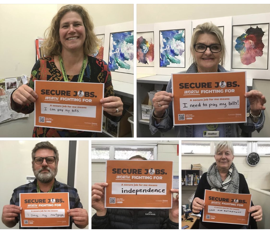CatherineStory's tweet photo. For @ASUnion_SANT members at Blackwood library #securejobs means ‘I can pay my bills’, ‘I can save for retirement, ‘Independence’ &amp; ‘I can pay my mortgage’. Strong library workers stand for #securejobs 📕 @SAUnions @unionsaustralia https://t.co/jcnYuqaztT
