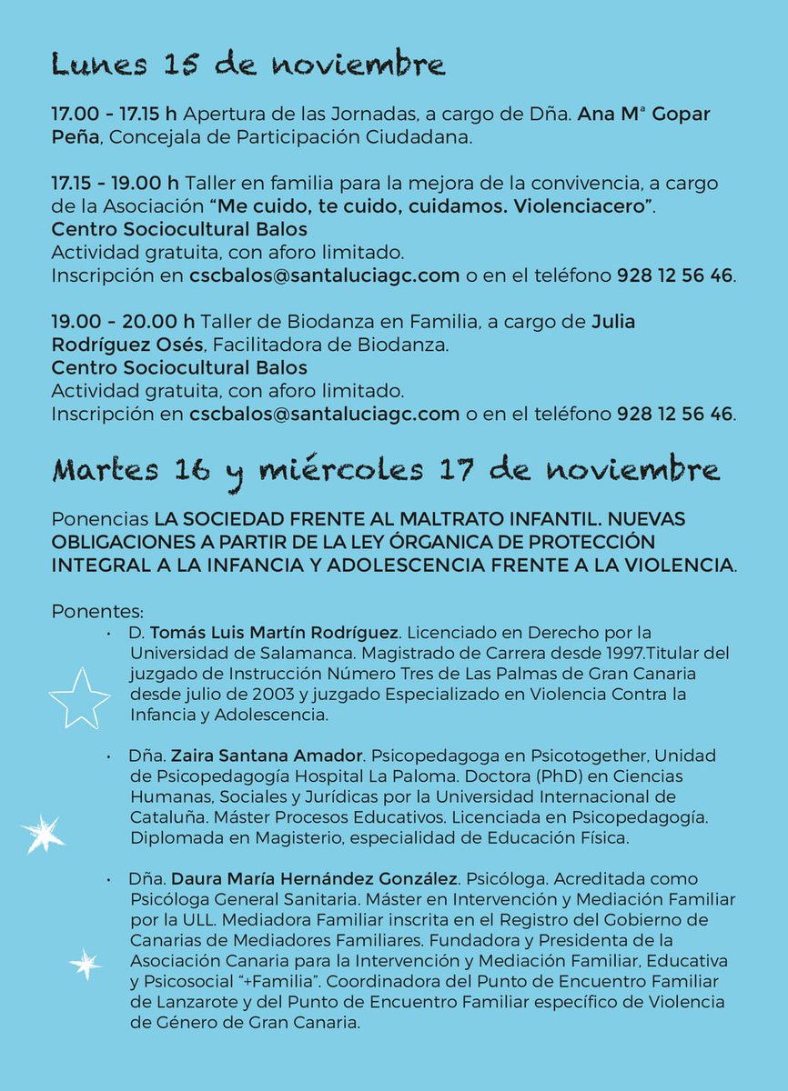 CSCBalos's tweet photo. El @santaluciagc, desde su área de #ParticipaciónCiudadana organiza las XI JORNADAS DE LA INFANCIA DE SANTA LUCÍA con motivo de la Celebración del Día Internacional de los Derechos de la Infancia https://t.co/kSt2VGkMBB