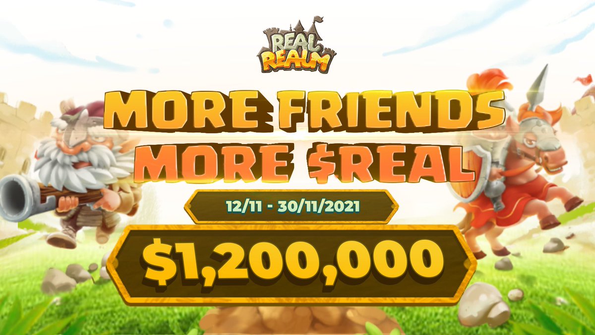 daisy_binance's tweet photo. 🌈The best way to get $REAL for free!!!
✅Join the #Airdrop Campaign of #RealRealmGame right now!
🎁Up to $1,200,000 $REAL in Airdrop pool will be claimed!
⏰Time: Nov 12 - Nov 30, 2021
👉Invite your friends and join now: https://t.co/LsBzDHHJ3a
#CoinLAB #NFT #GameFi https://t.co/Ya8PRchKLK