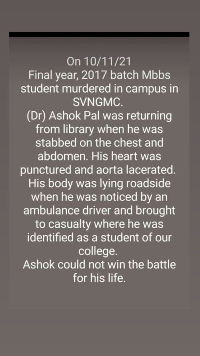 anchal2710's tweet photo. ARMYs we need your support 
We demand #justicefordrashokpal 
Please retweet and share as much as possible
I'm a medico ARMY,we medicos really need ur support
This news is not getting enough coverage as needed..we have to spread it to the higher authorities in order to get justice https://t.co/mFYCd5hvAI