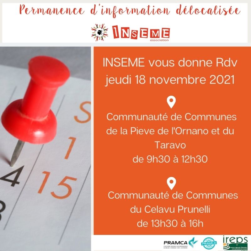 assoINSEME's tweet photo. #PermanenceInfo
💡Comment s'organiser pour un #déplacement #médical sur le #continent ? 
Venez à notre rencontre le 18 novembre!
📌Merci à la@ccornanotaravo et à la
@celavuprunelli  de nous recevoir!
@ARSCORSE1 @Pramca_Corse  @IREPS_Corse https://t.co/KiBhrpeFKY