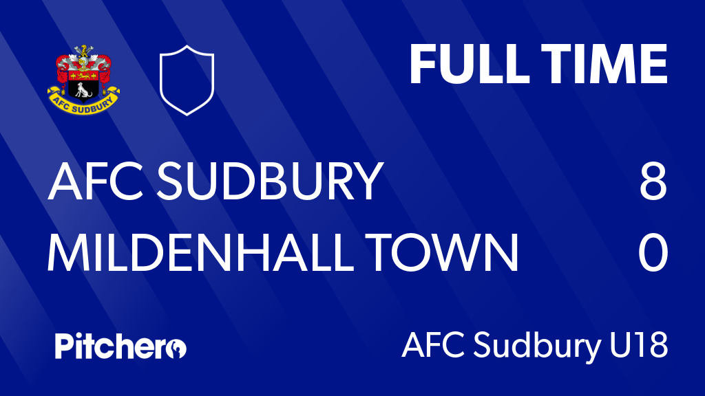 AFCSudbury's tweet photo. FULL TIME: AFC Sudbury 8 - 0 Mildenhall Town
#AFCMIL #Pitchero
https://t.co/TWpOFAzV6R https://t.co/A6831uHAB4