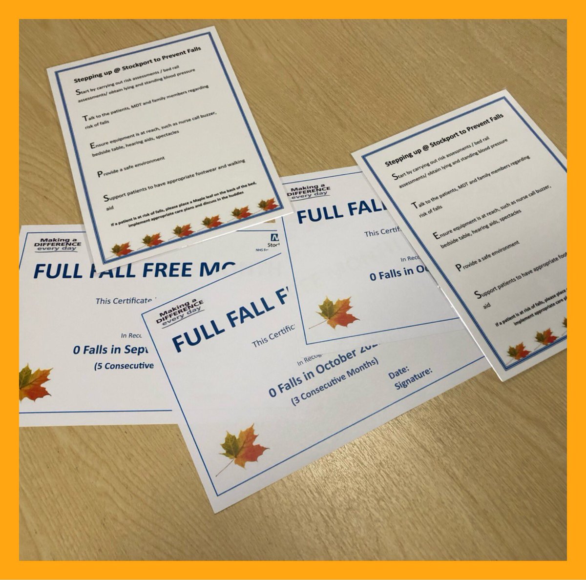 hood_mamoona's tweet photo. Itβs that time again ππ Looking forward to presenting 0 Fall Free Month Certificates to the teams @StockportNHS @falls_network @MattThomason19 @helshow1 @NicolaFirth6 @warnetony @lynneva76860328 @jellybeanscot @EmsrogersEmma @Michellepennin @roylelucy1 @SueACarroll πππ https://t.co/N6wceyd9D7
