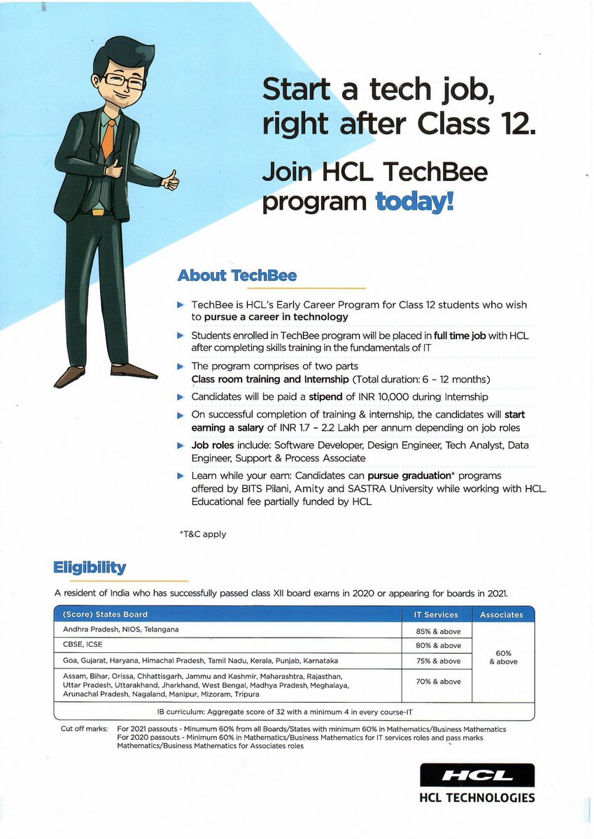 deexkoraput's tweet image. HCL Technology selection drive for #TechBee program on 23rd Nov for 12th / +2 passed out students (in the year 2020 &amp;amp; 2021 only) of Koraput district in science or commerce stream. Interested candidates contact us for details.