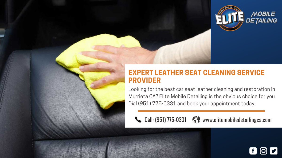 EliteMobileca's tweet photo. ➤If you are looking for the best car leather restorer in Murrieta CA, then Elite Mobile Detailing is the obvious choice.

☛See, More Information Here » https://t.co/qXfydcf4js

#leathercleaning #leathercleaningadvantage 
#elitemobiledetailingca https://t.co/kYKac5o2t4