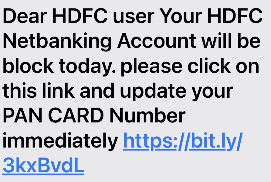 virsanghvi's tweet photo. Please beware of this scam SMS. And ⁦@HDFCBank_Cares⁩ you should track down the number it came from and take action. This is the number: +91 7605-835257
⁦@HDFC_Bank⁩ https://t.co/BU77N8tbKE