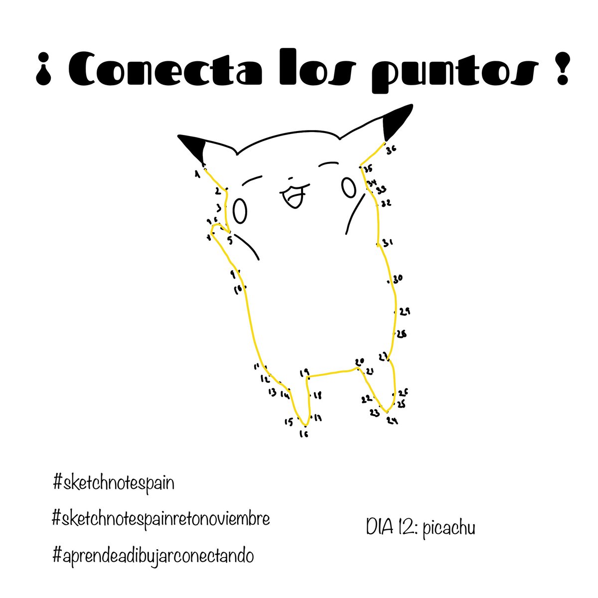 Buenos días ! Vamos con el #dia12 de nuestro #sketchnotespain #sketchnotespainretonoviembre #aprendeadibujarconectando hoy toca a #pikachu en honor a los más pequeños !! Os animáis??