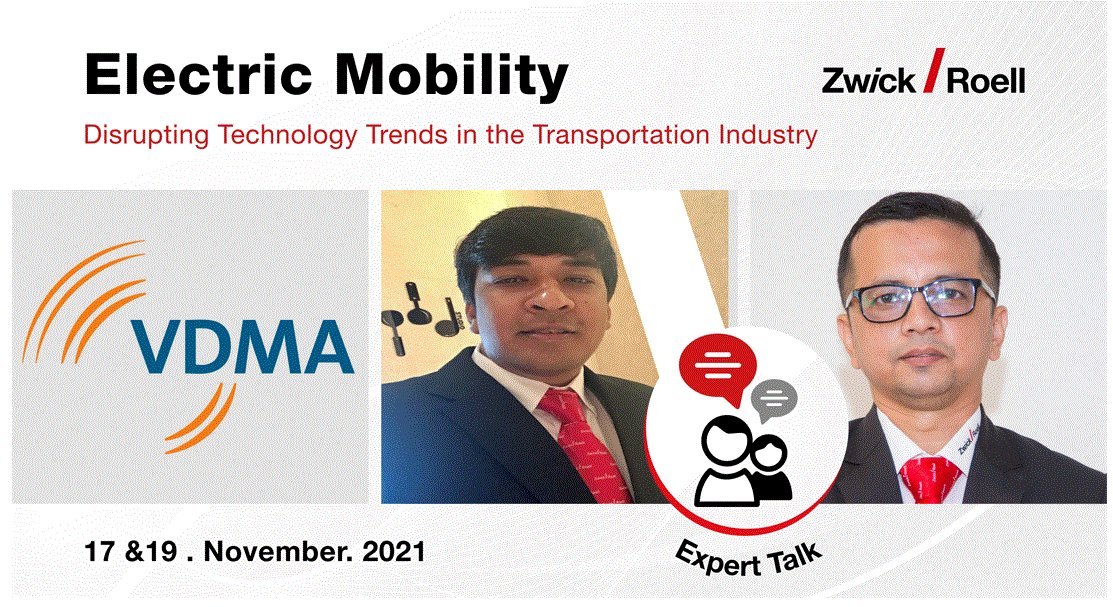 ZwickIndia's tweet photo. @vdmaindia is organizing the 2nd International Symposium on “Electric Mobility - Disrupting Technology trends in the Transportation Industry” on 17th &amp; 19th Nov 2021. Mr. Ashim Sharma &amp; Mr. Girish Sharma will present an expert talk on mechanical testing solutions for e-mobility. https://t.co/0kOLcaTS8w